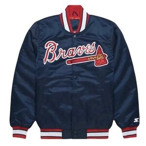 Starter Atlanta Braves Satin Bomber Jacket Vintage MLB Diamond Collection  M
